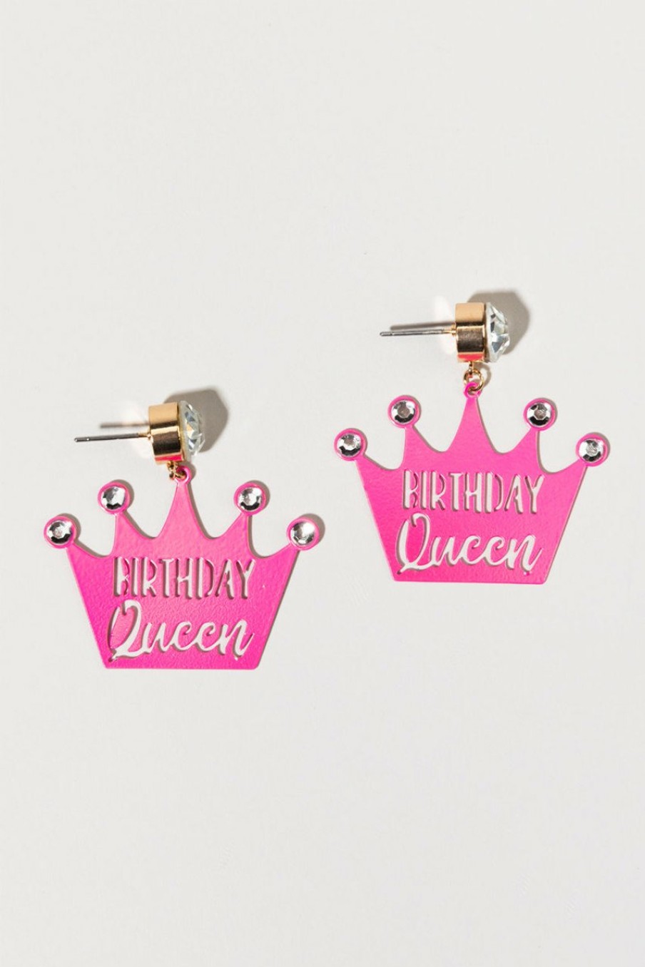 Francesca's Birthday Queen Crown Earrings Pink Earrings