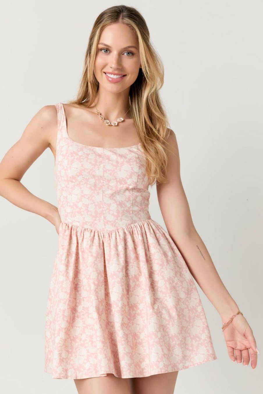 Francesca's Jeannie Floral Corset Dress Light Dresses