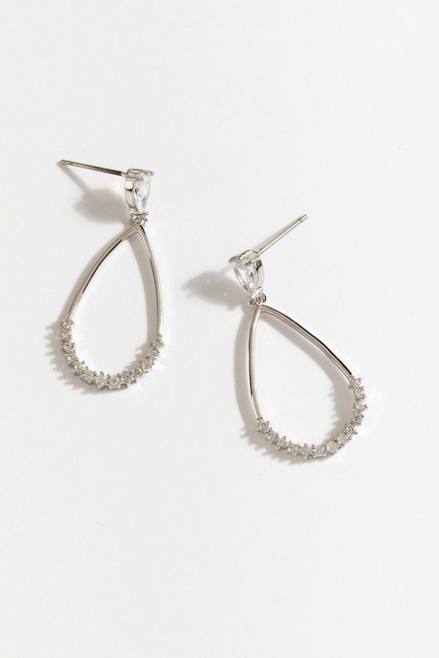 Francesca's Elaine Crystal Drop Earrings Silver Earrings