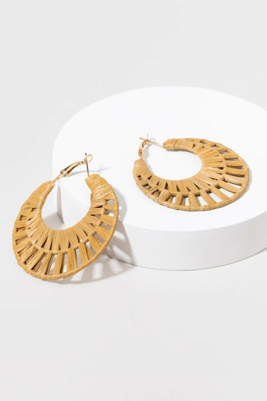 Francesca's Yvette Raffia Hoop Earrings Natural Earrings