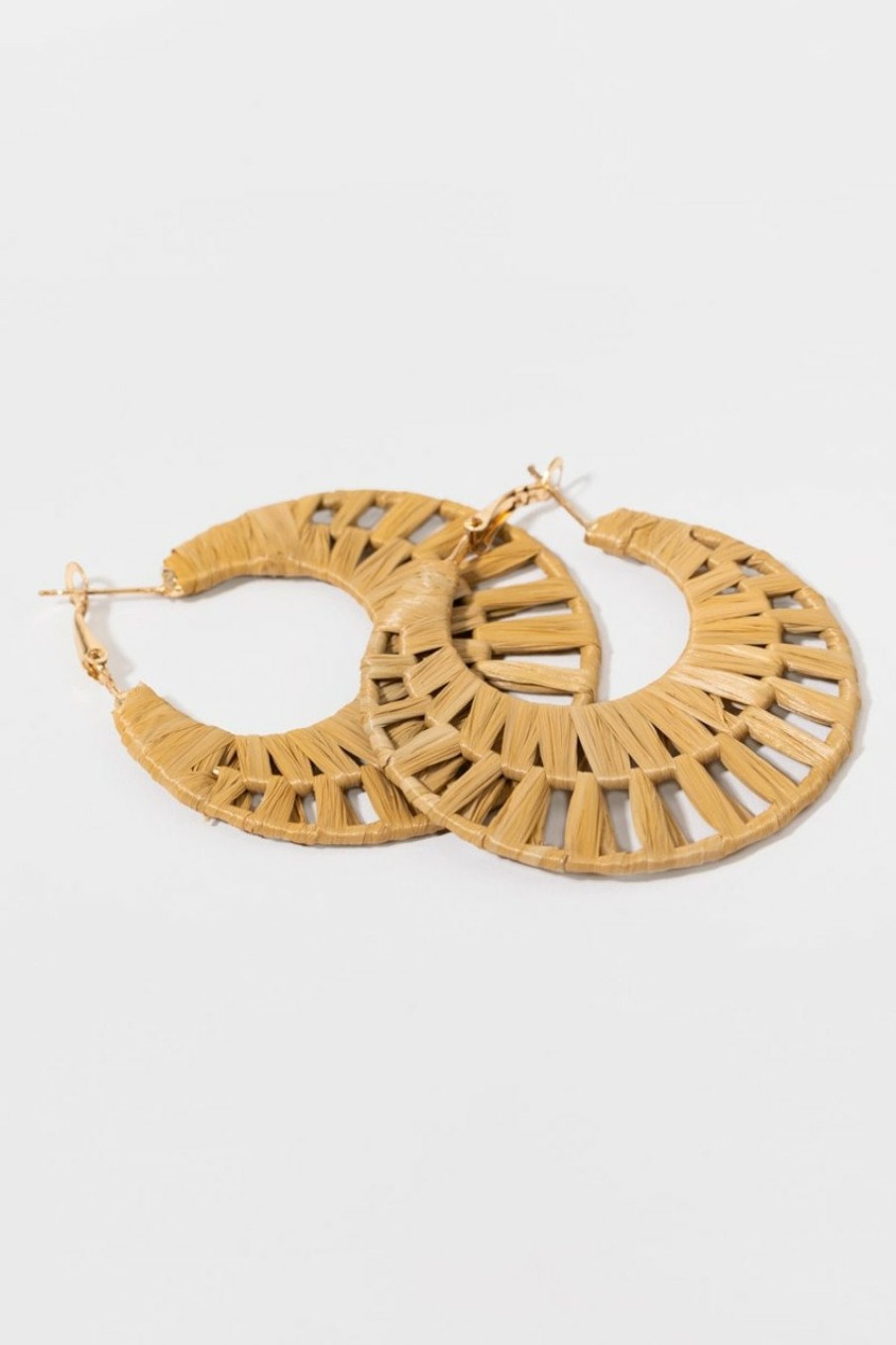 Francesca's Yvette Raffia Hoop Earrings Natural Earrings