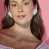 Francesca's Luxe Flower Bead Burst Stud Earrings White Earrings