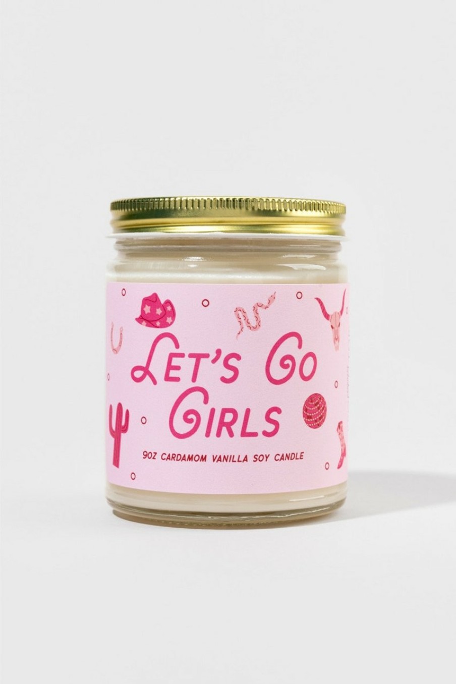 Francesca's Lets Go Girls 9Oz Candle Jar Pink Candles