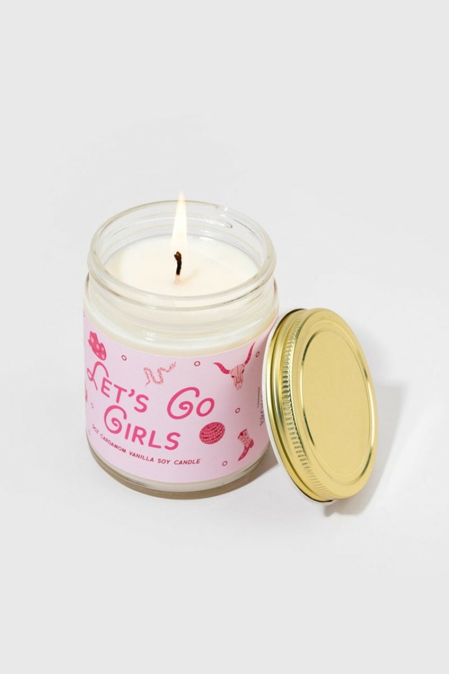 Francesca's Lets Go Girls 9Oz Candle Jar Pink Candles