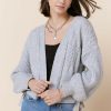 Francesca's Aurora Side Tie Cable Cardigan Tops