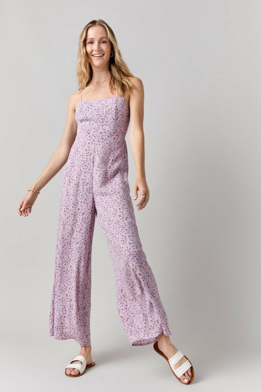 Francesca's Bella Bow Back Sleeveless Jumpsuit Lavender Dresses