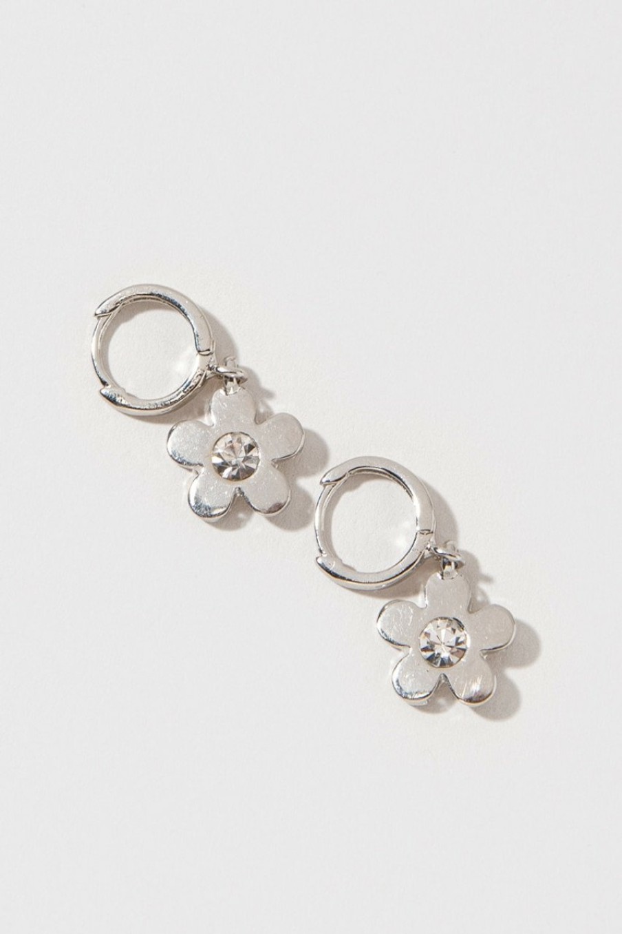 Francesca's Alison Glass Daisy Charm Earrings Silver Earrings