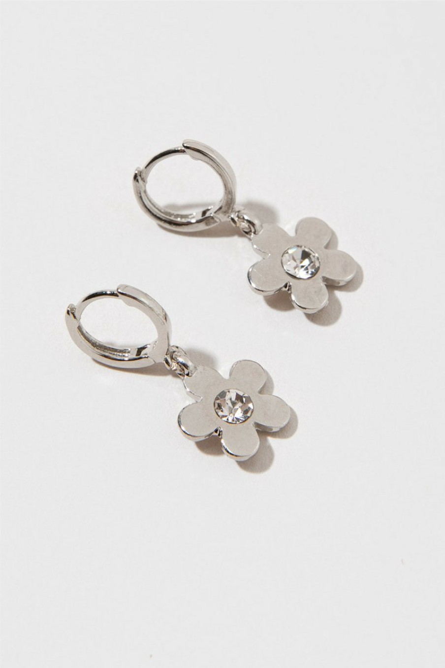 Francesca's Alison Glass Daisy Charm Earrings Silver Earrings