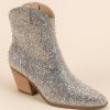 Francesca's Blue By Betsey Johnson Diva Rhinestone Western Boot Silver Wedding Accessories