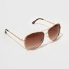 Francesca's Allison Tortoise Shell Handle Metal Aviators Gold Sunglasses