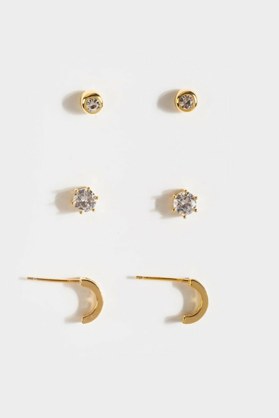 Francesca's Willa Crystal Earring Set Gold Earrings