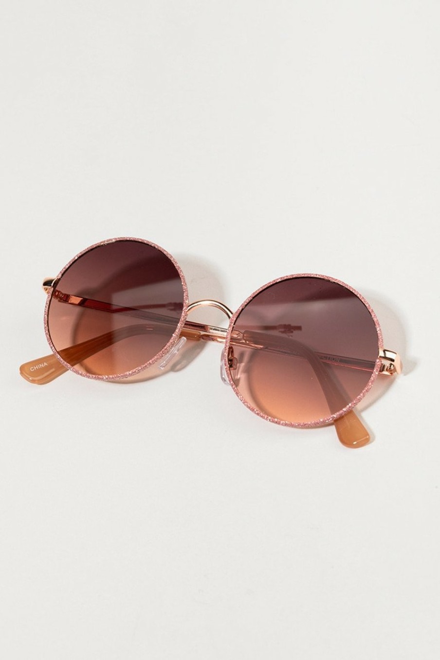 Francesca's Maggie Round Glitter Sunglasses Sunglasses