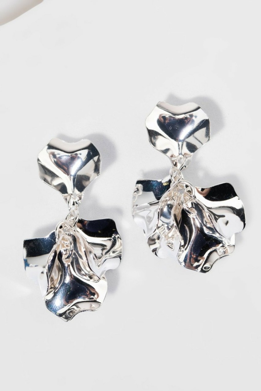 Francesca's Misty Metal Petals Dangle Earrings Silver Earrings