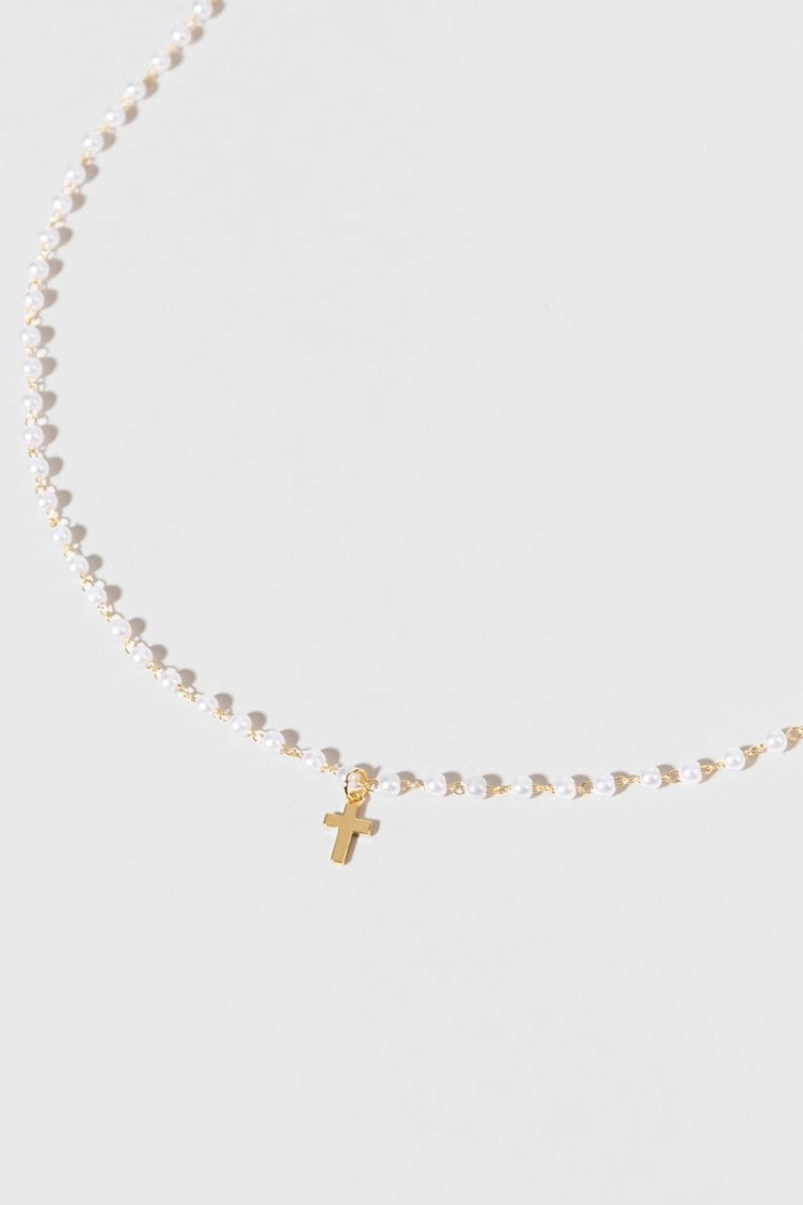 Francesca's Rosary Cross Charm Necklace Gold Necklaces