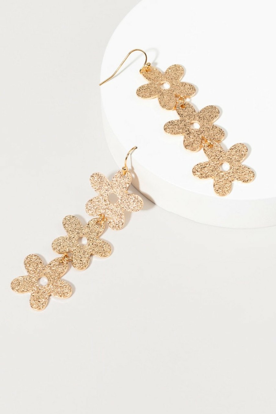 Francesca's Nanette Sandblast Flower Earrings Gold Earrings