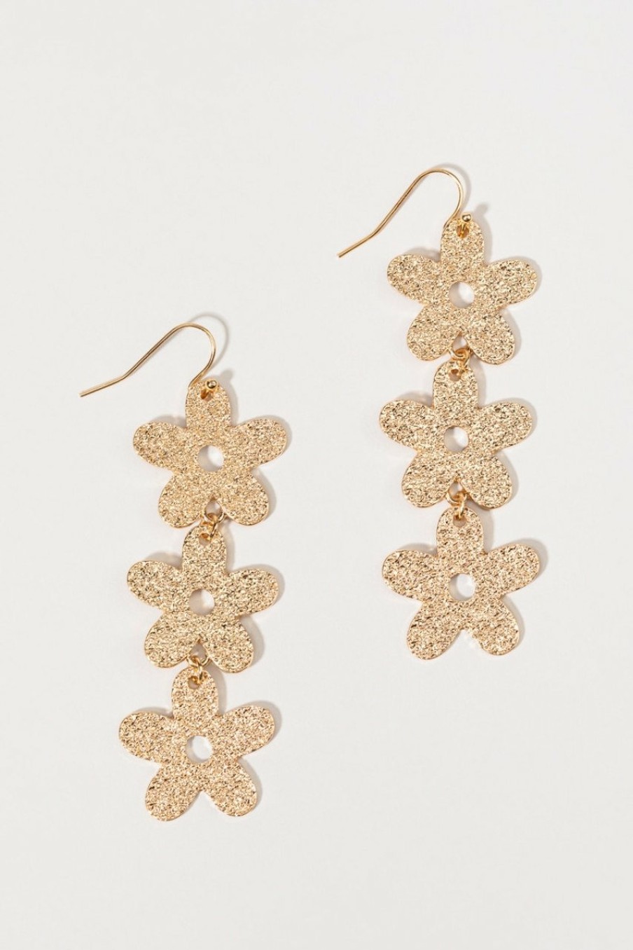 Francesca's Nanette Sandblast Flower Earrings Gold Earrings