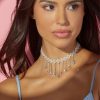 Francesca's Luxe Crystal Clear Drops Necklace Ivory Necklaces