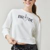 Francesca's Bride Crewneck Graphic Sweatshirt White Tops