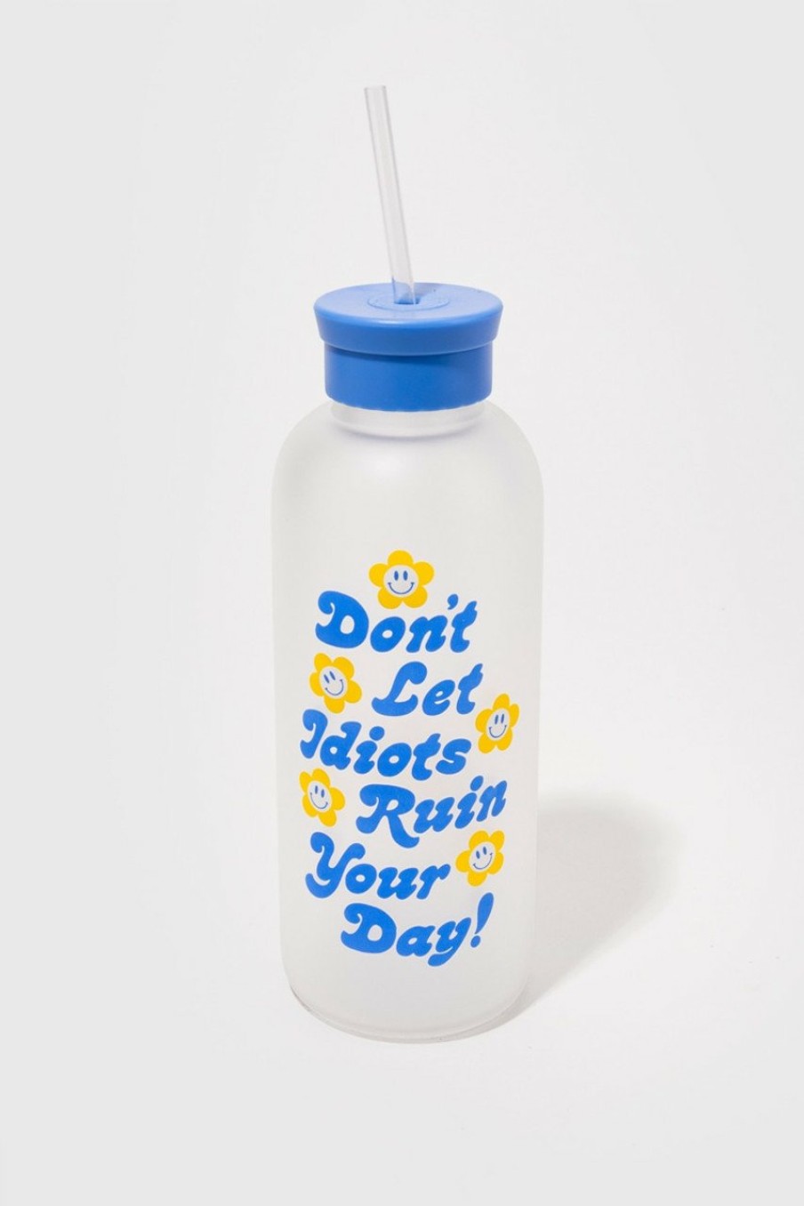 Francesca's Don'T Let It Ruin Your Day Glass Tumbler Blue Drinkware