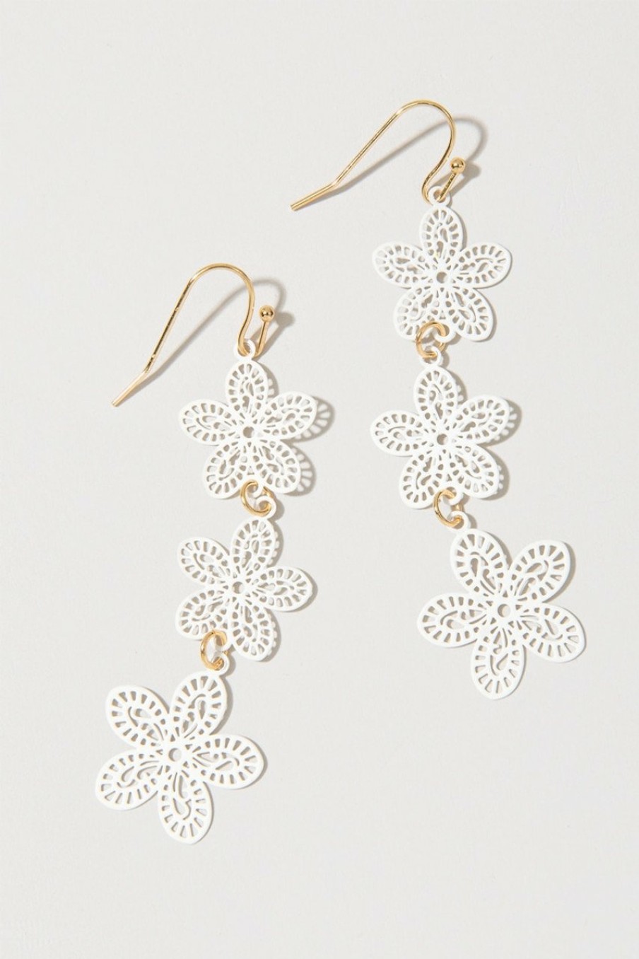 Francesca's Adalyn Flower Filigree Drop Earrings White Earrings