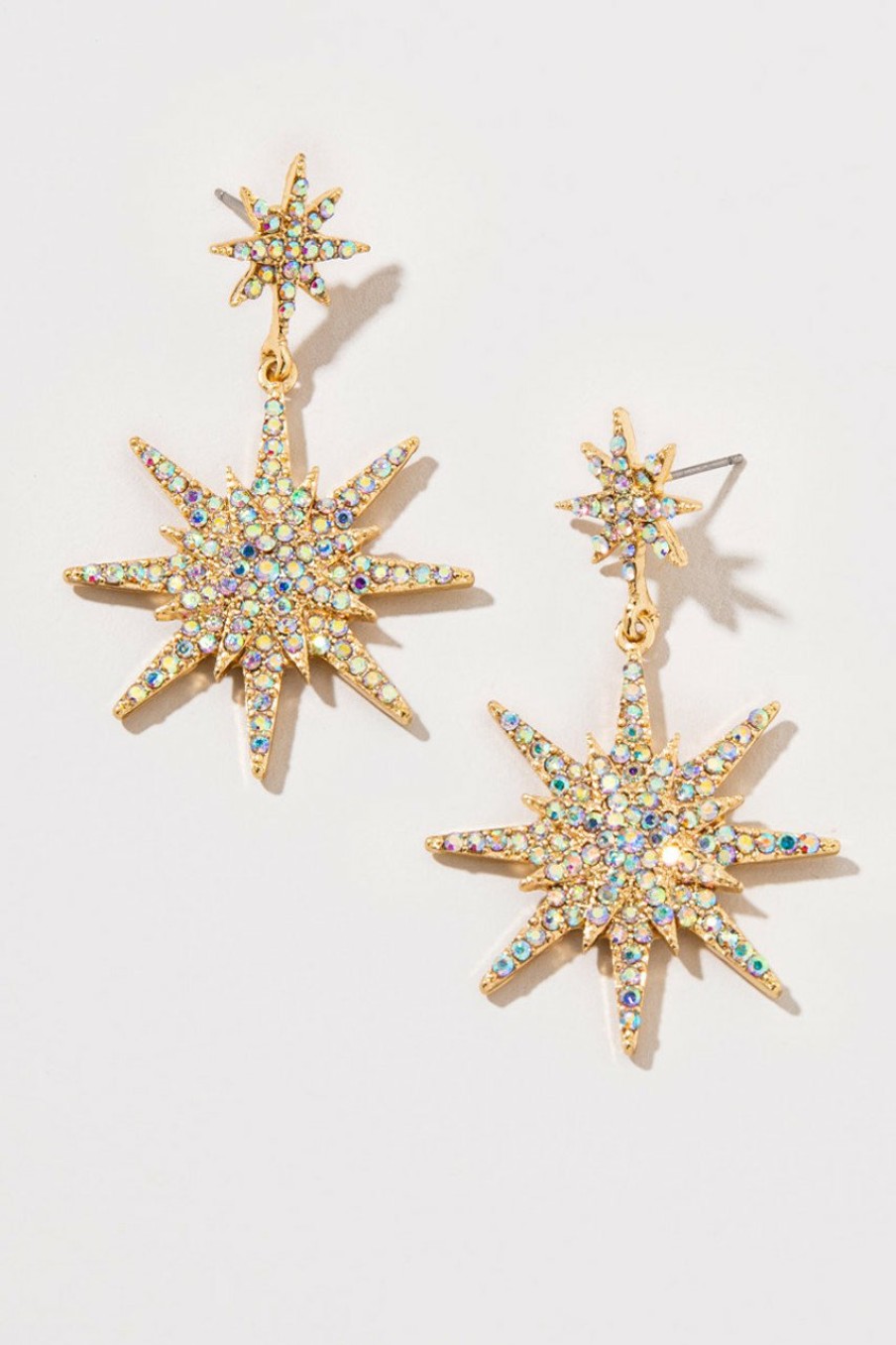 Francesca's Bonnie Large Starburst Chandelier Earrings Iridescent Earrings