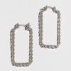 Francesca's Lydia Textured Twist Rectangle Hoop Earrings Silver Earrings