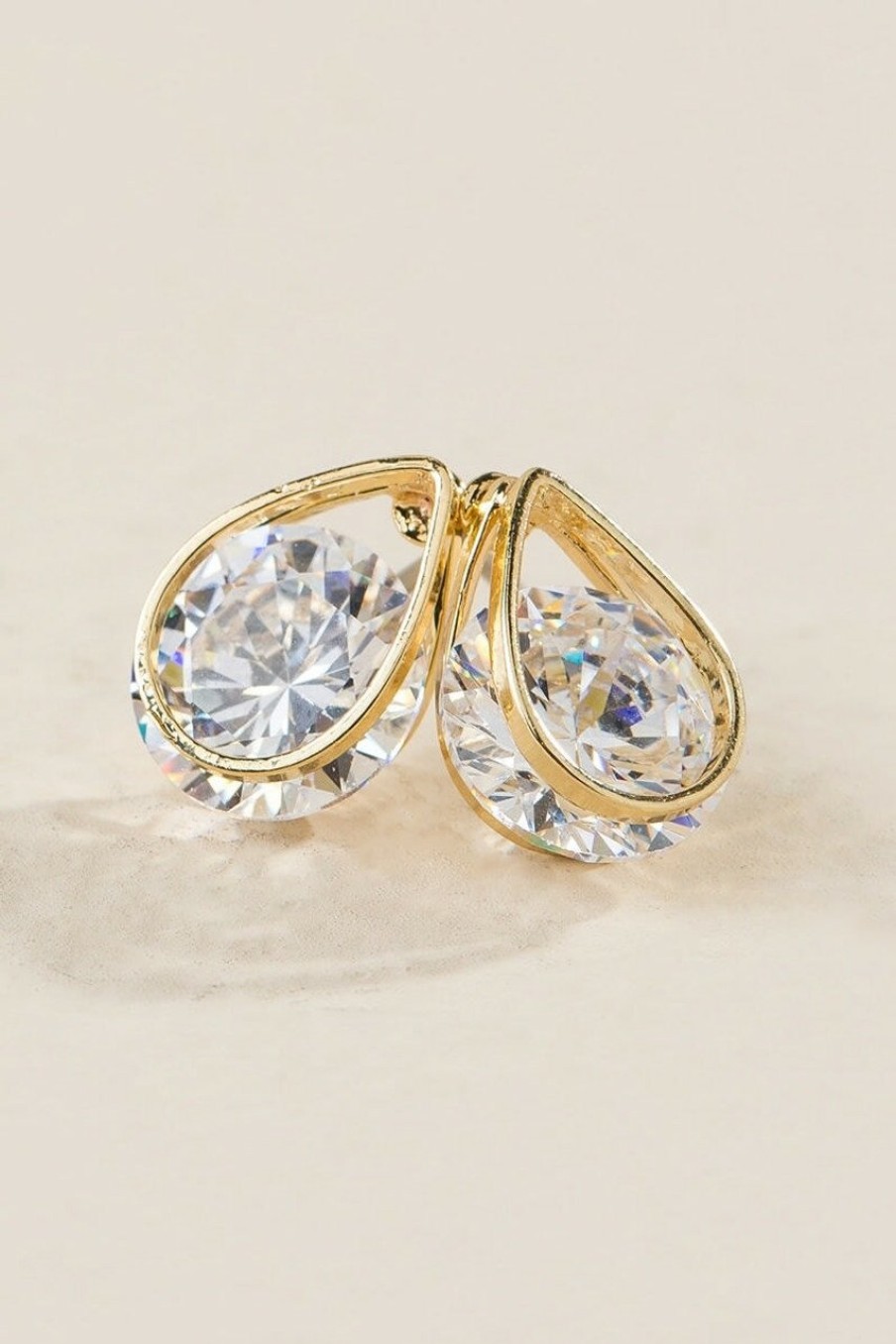 Francesca's Maci Teardrop Studs Crystal Earrings