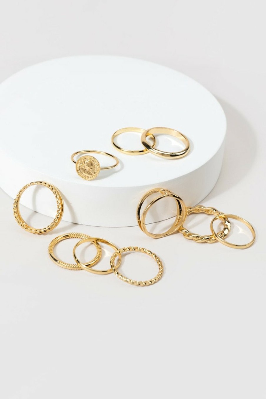 Francesca's Geovanni Coin Ring Set Gold Rings