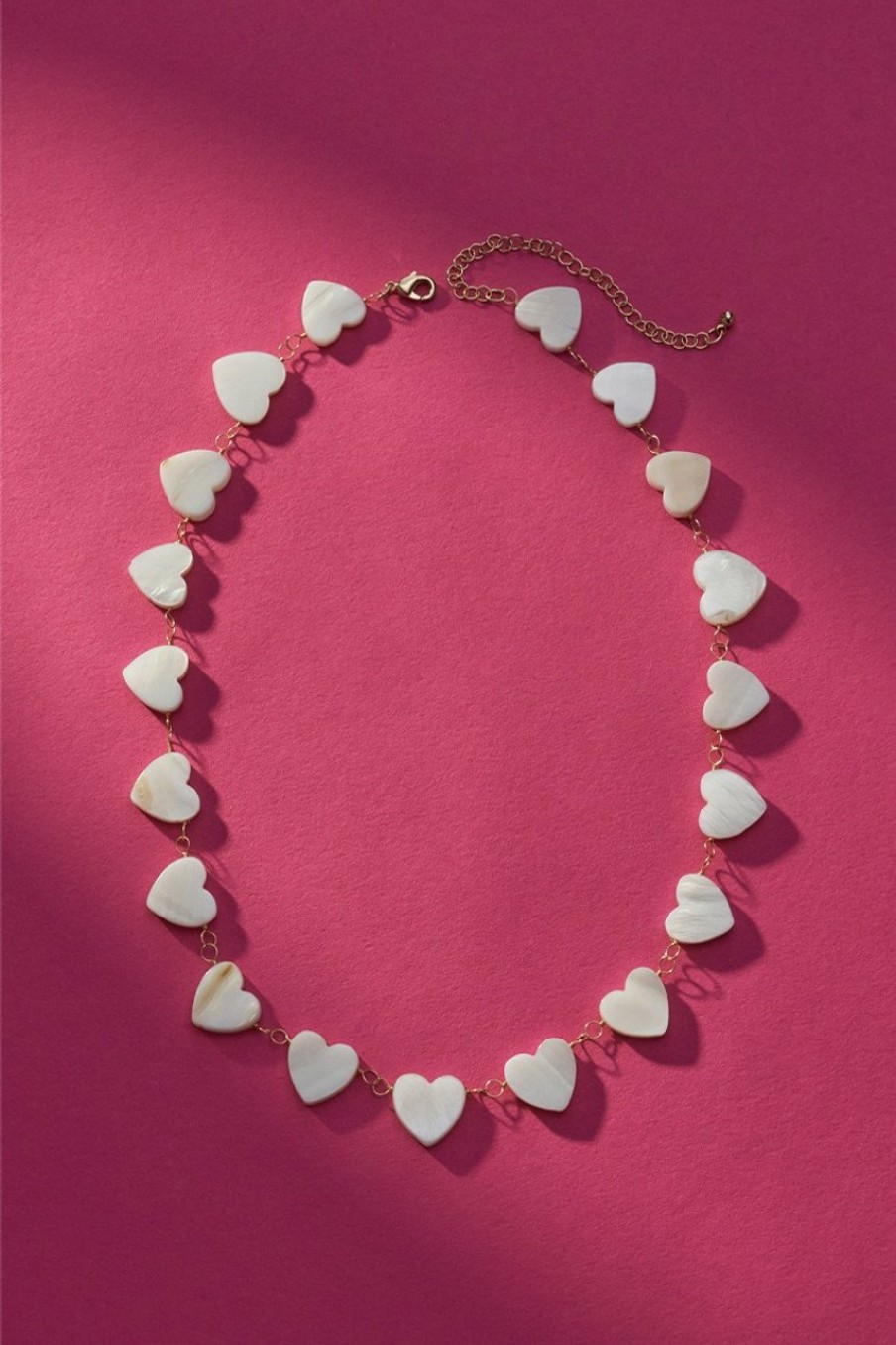 Francesca's Luxe Gold Plated Shell Heart Station Necklace Pearl Necklaces