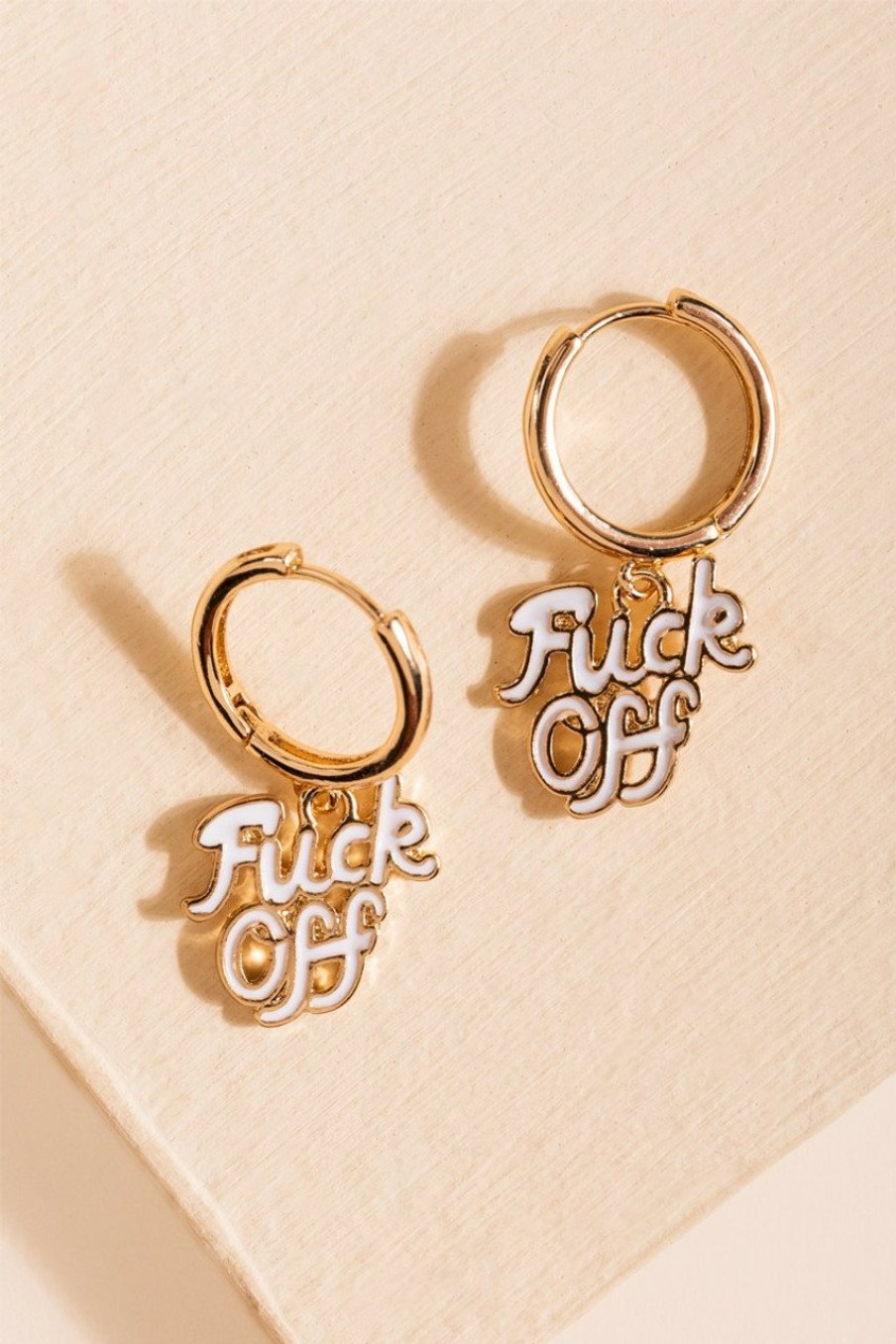 Francesca's F*Ck Off Huggie Hoop Earrings White Earrings