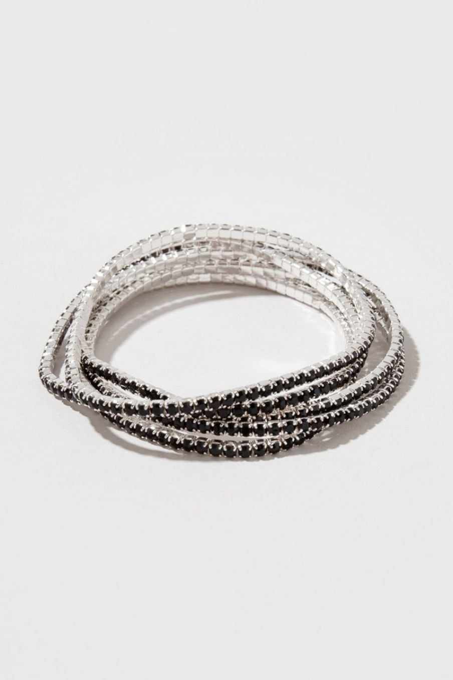 Francesca's Kaila Silver Cupchain Silver Bracelet Black Bracelets