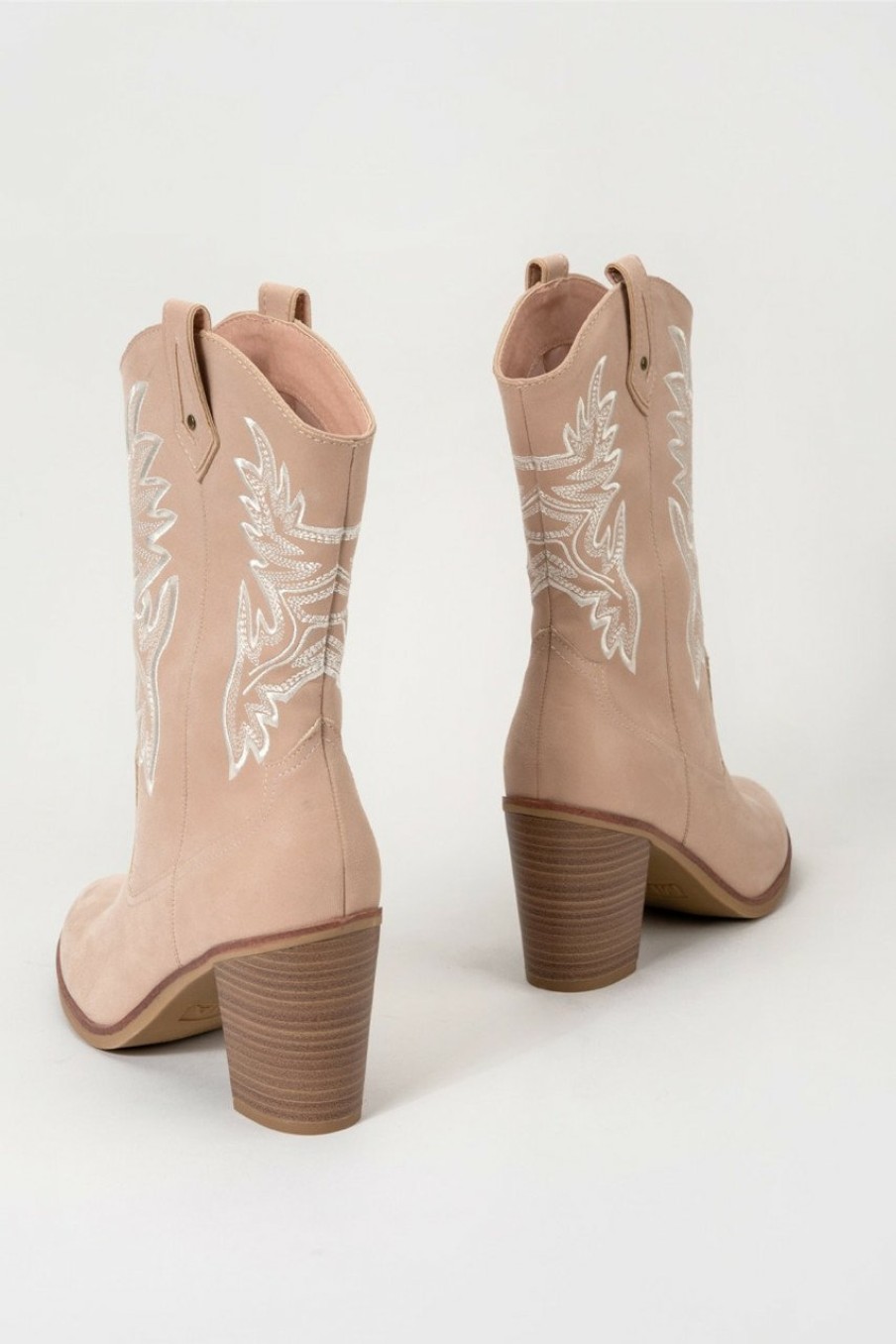 Francesca's Mia Cade Embroidered Western Boots Blush Boots