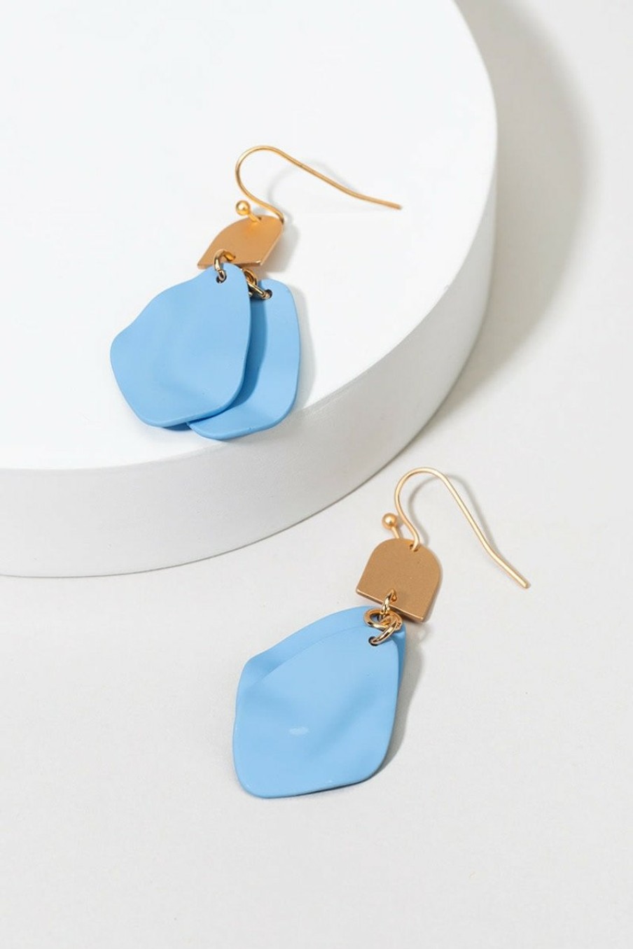 Francesca's Claire Epoxy Dented Drop Earrings Blue Earrings