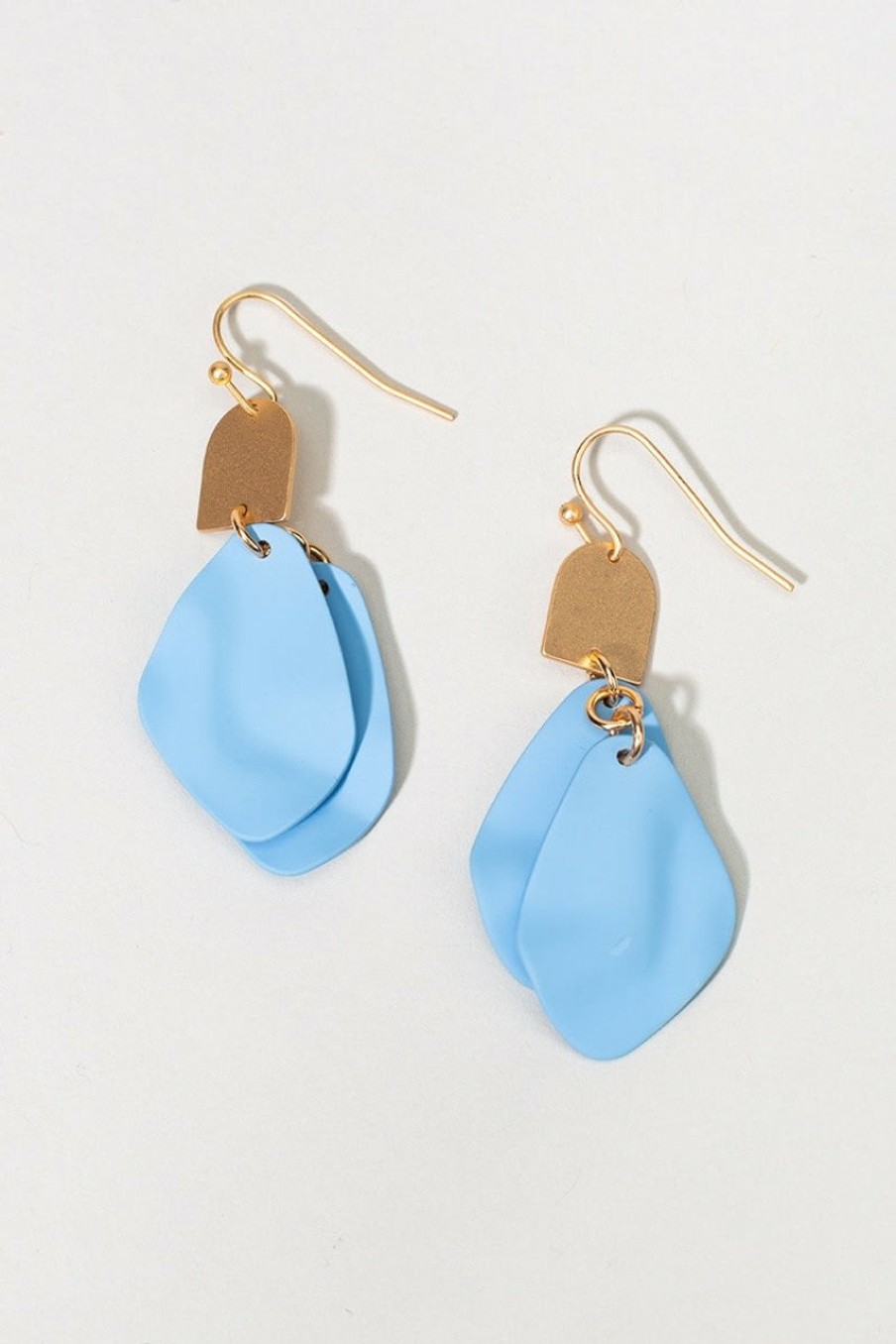 Francesca's Claire Epoxy Dented Drop Earrings Blue Earrings