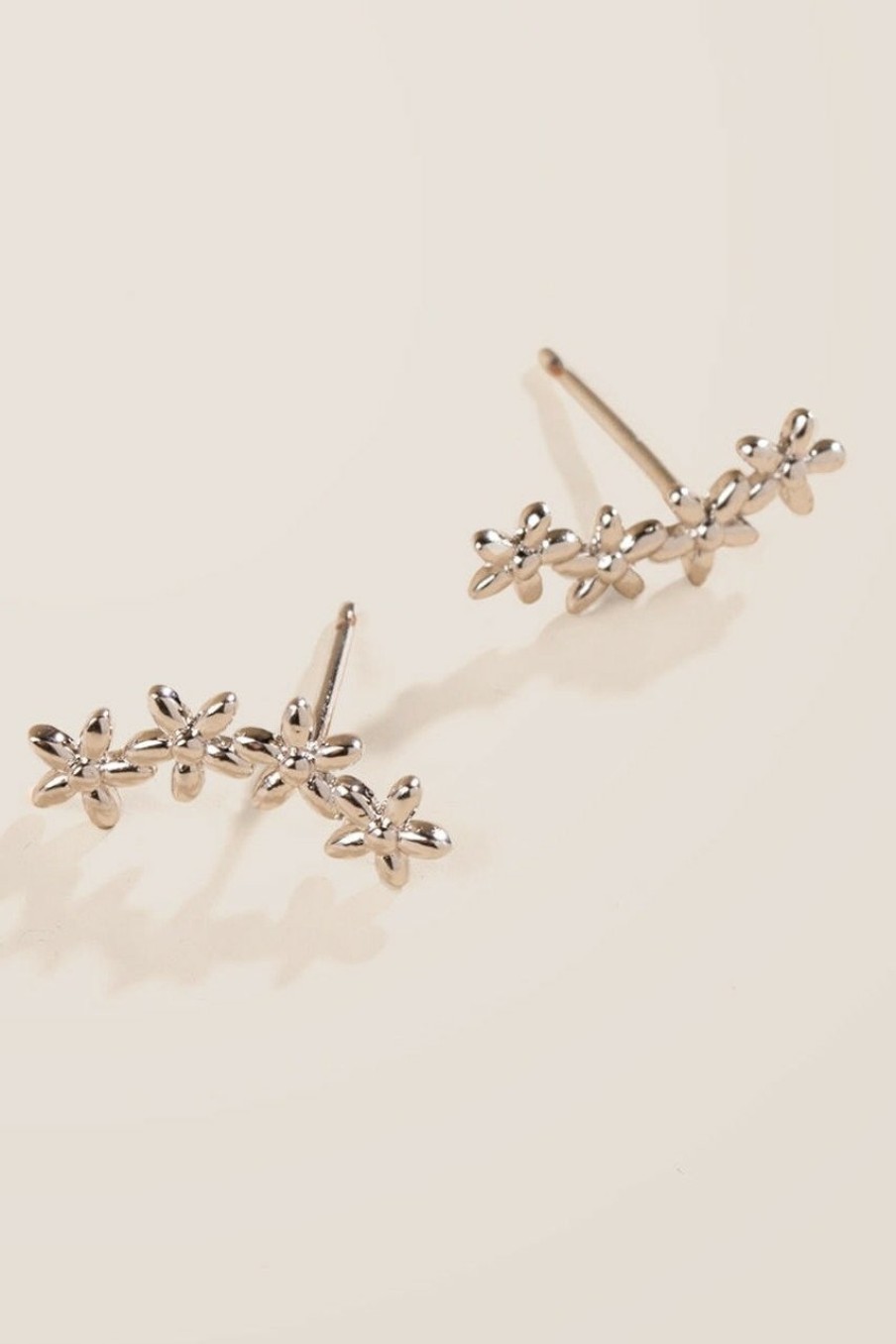 Francesca's Gardenia Floral Ear Crawlers Silver Earrings