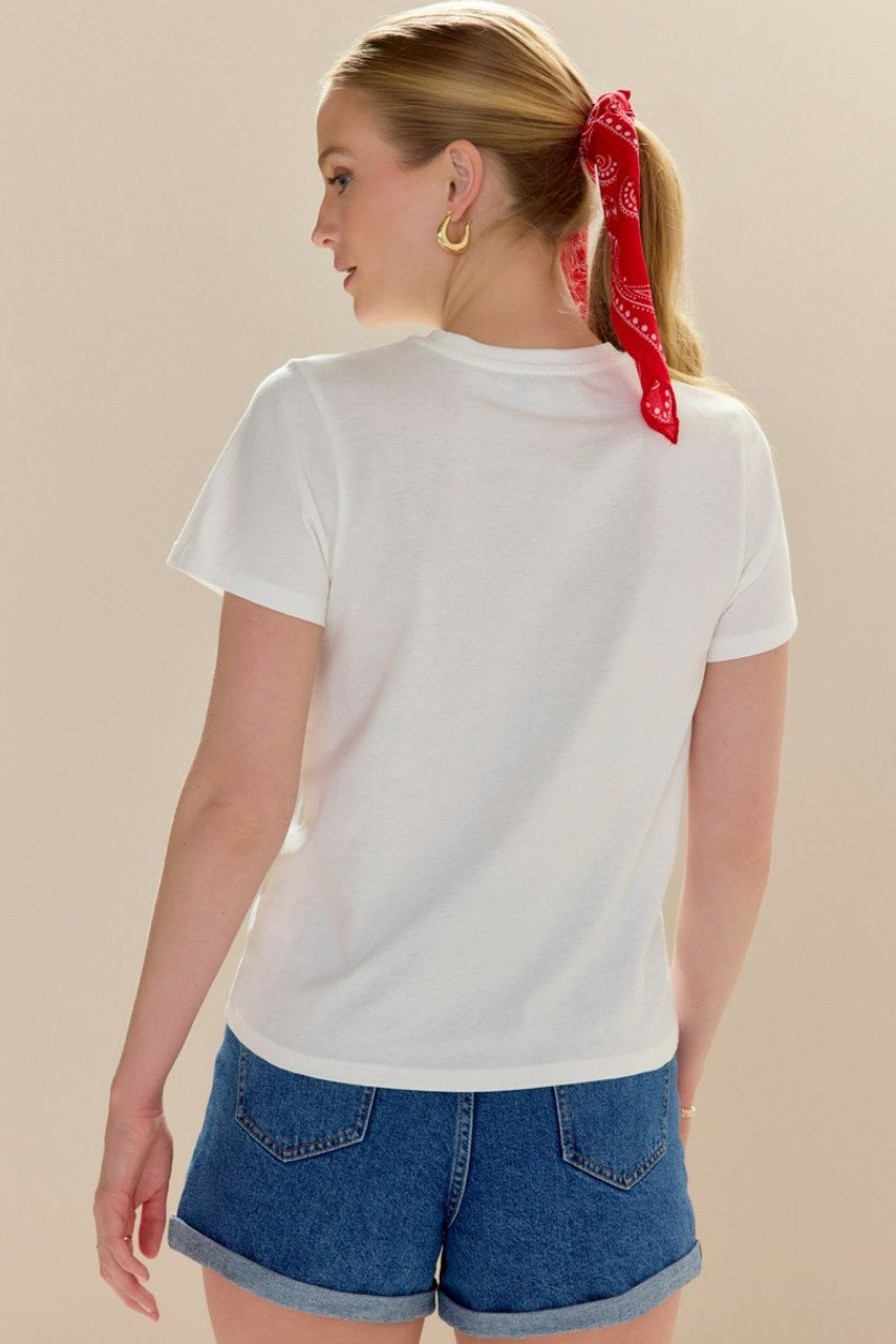 Francesca's Avril American Girl Graphic Tee Shirt White Tops