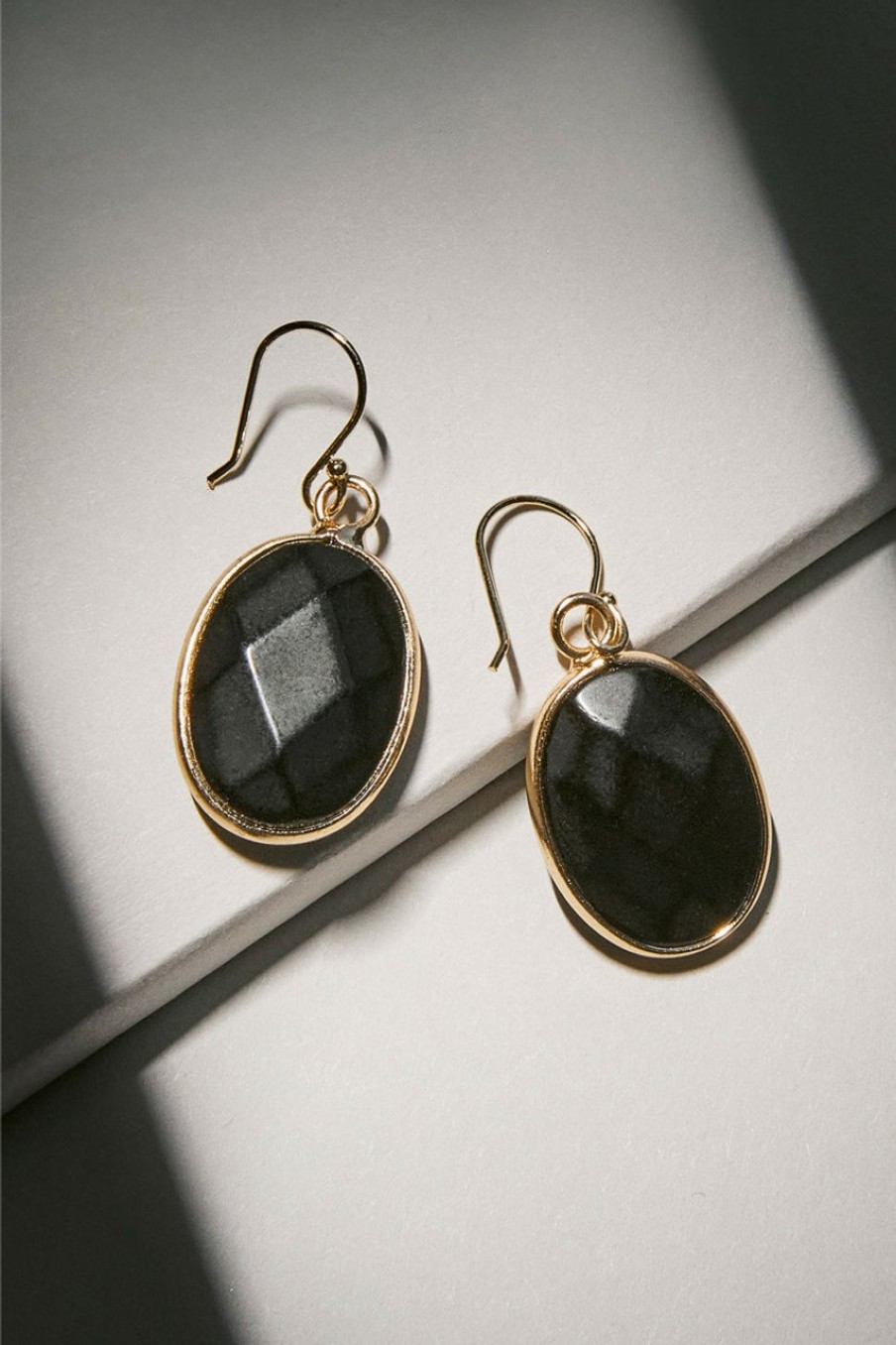 Francesca's Luxe 14K Gold Plated Onyx Drop Earrings Black Earrings