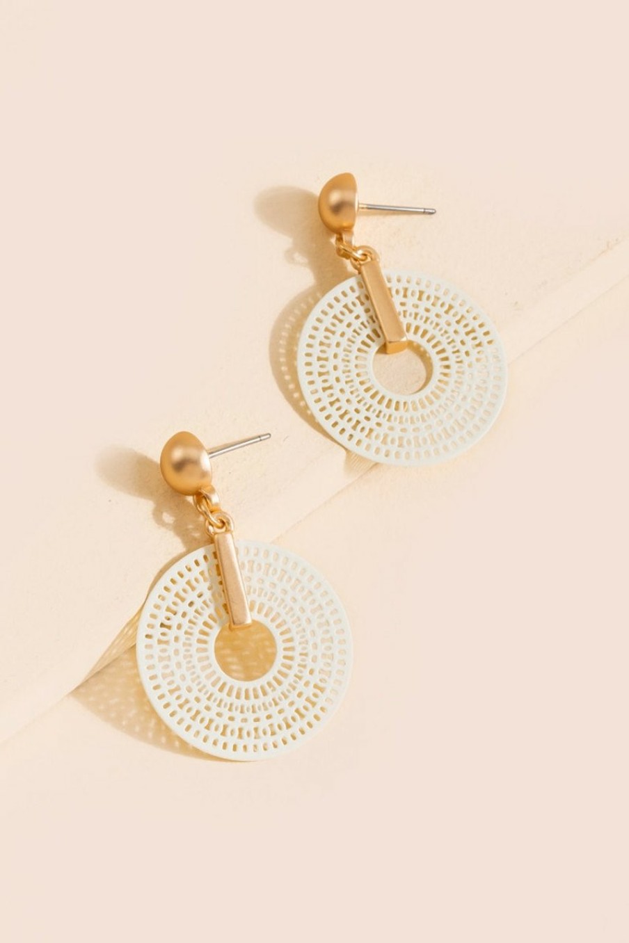 Francesca's Jouri Filigree Circle Drop Earrings White Earrings