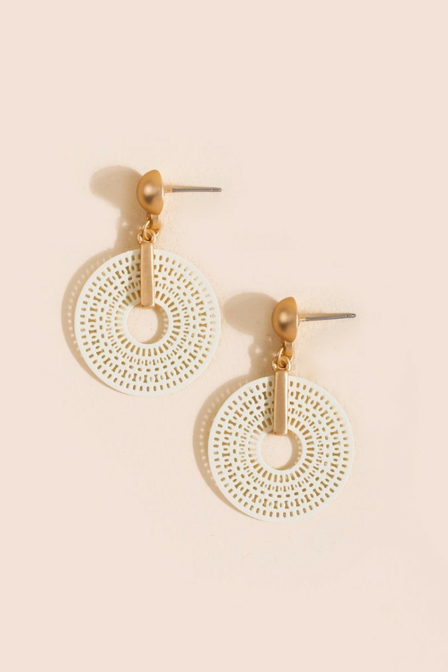 Francesca's Jouri Filigree Circle Drop Earrings White Earrings