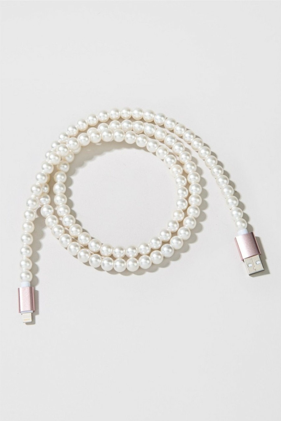 Francesca's Pearl Phone Charging Cable Ivory Tech