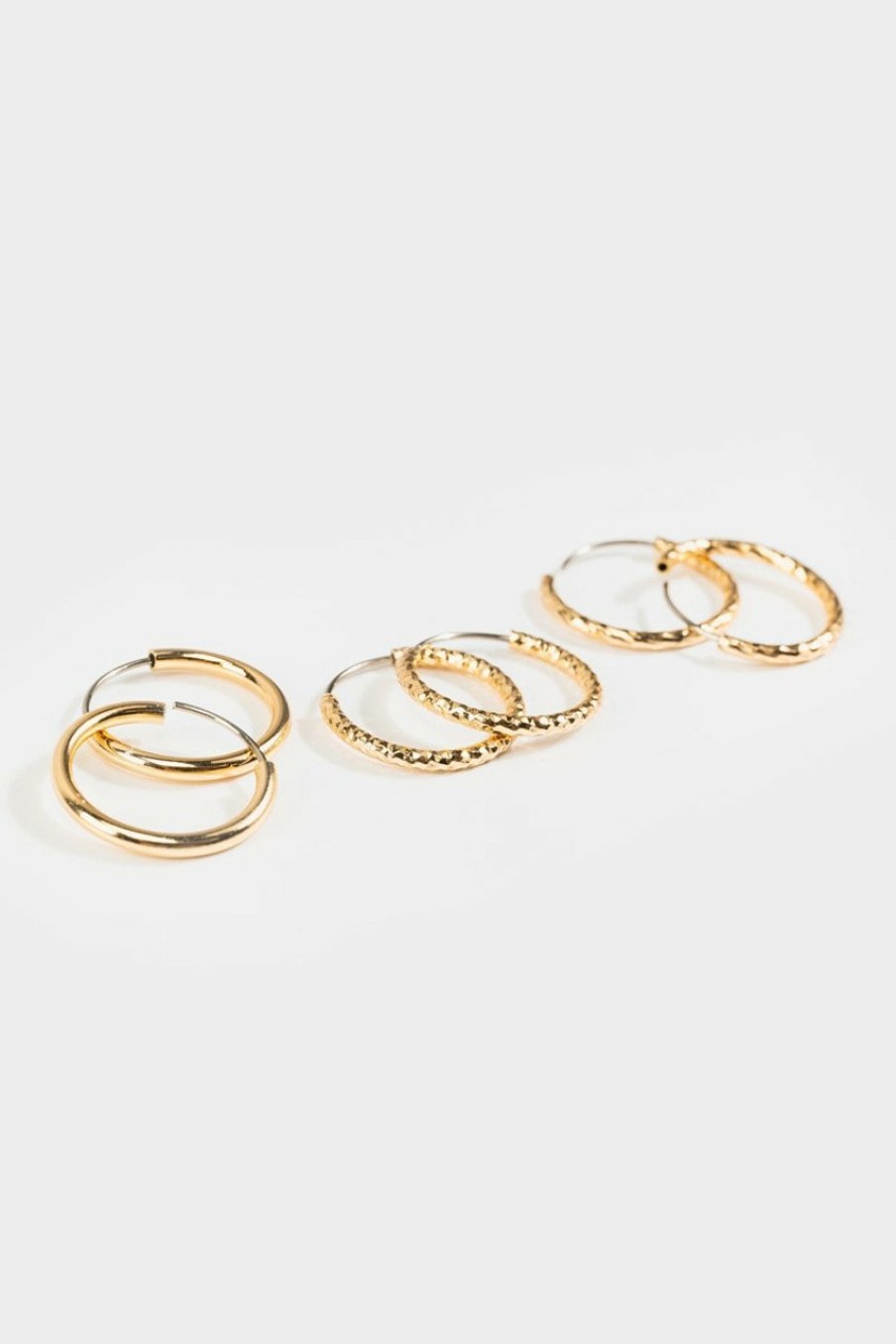 Francesca's Kennedi Textured Hoop Set Gold Earrings