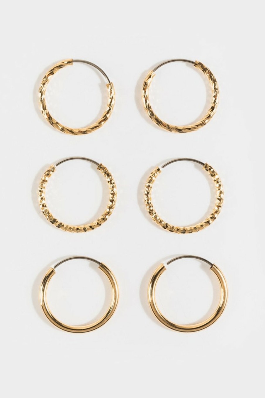 Francesca's Kennedi Textured Hoop Set Gold Earrings