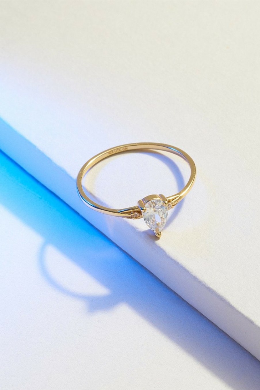 Francesca's Demi-Fine Plated Cz Teardrop Ring Gold Rings