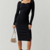 Francesca's Madison Sweetheart Midi Dress Black Dresses