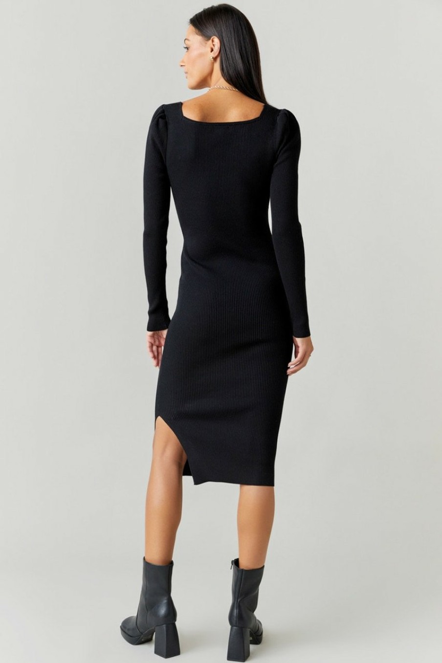 Francesca's Madison Sweetheart Midi Dress Black Dresses