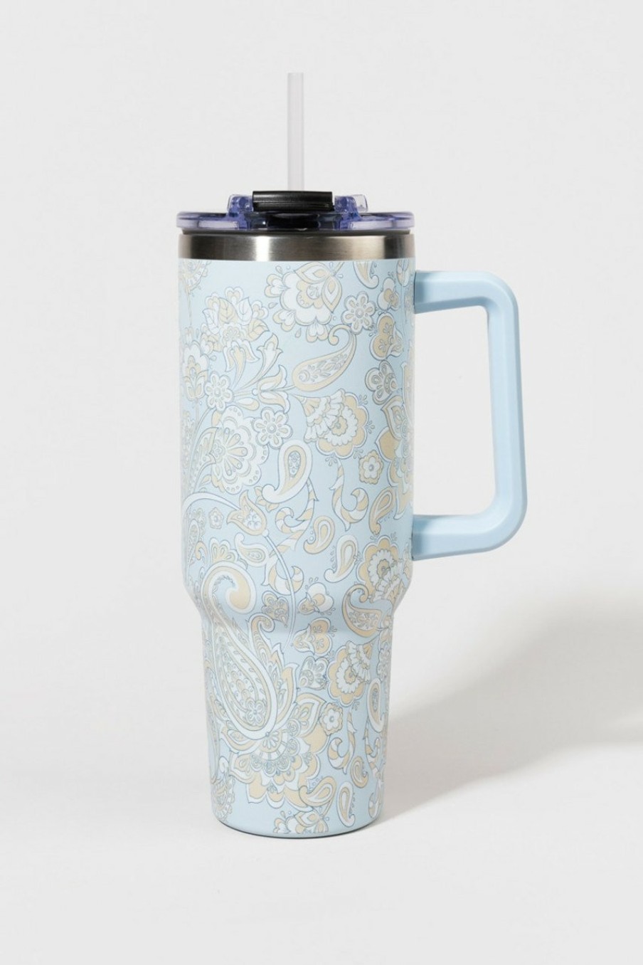 Francesca's Alice Paisley 40Oz Stainless Steel Mug Blue Drinkware