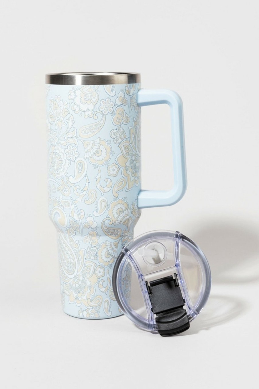 Francesca's Alice Paisley 40Oz Stainless Steel Mug Blue Drinkware