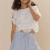 Francesca's Anita Ruffle Tiered Striped Mini Skirt White Skirts