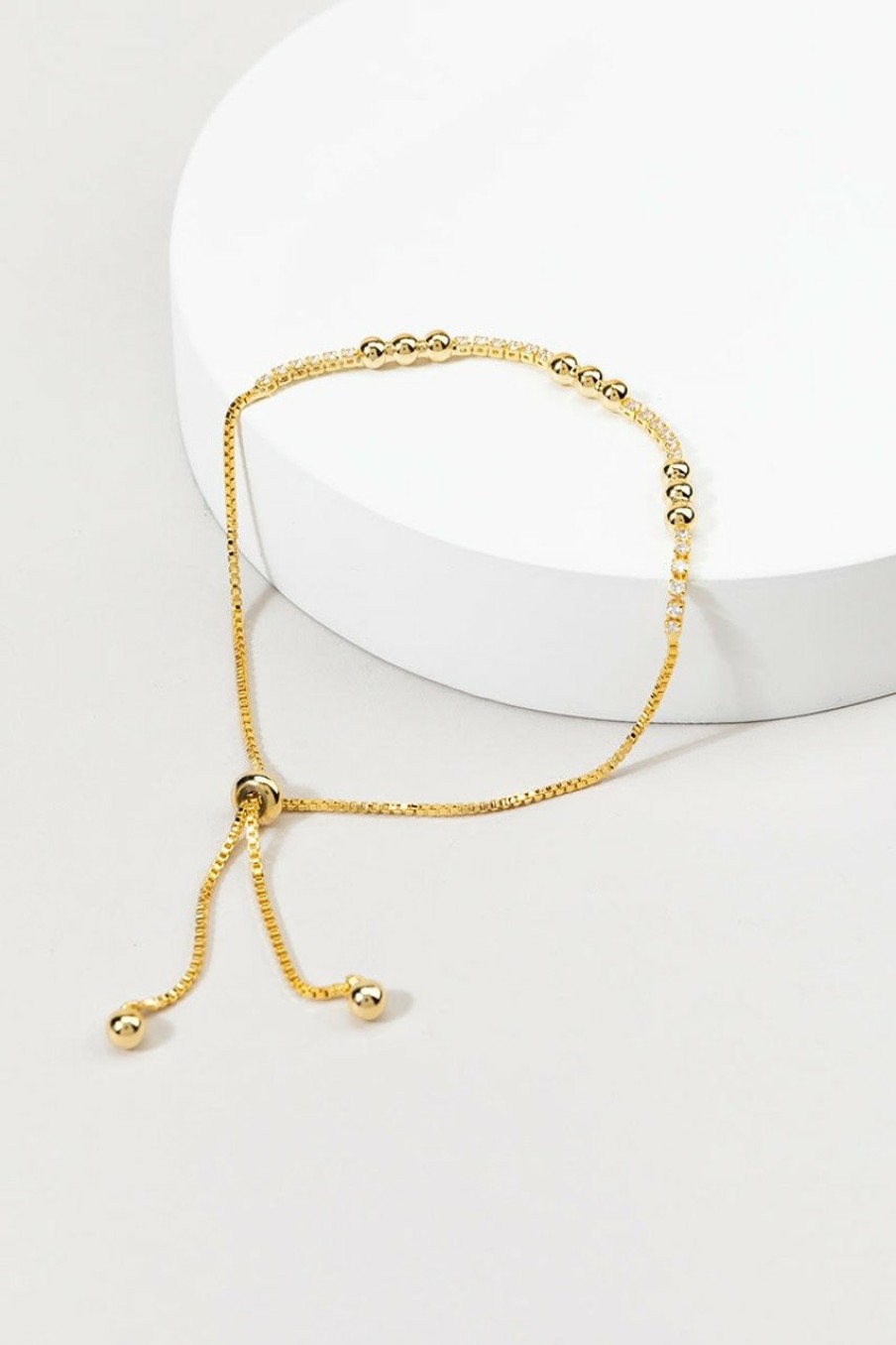 Francesca's Tess Cupchain Pull Tie Bracelet Gold Bracelets