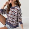 Francesca's Trixie Stripe Pullover Multi Tops